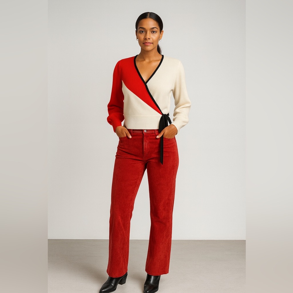 Red leather express pant